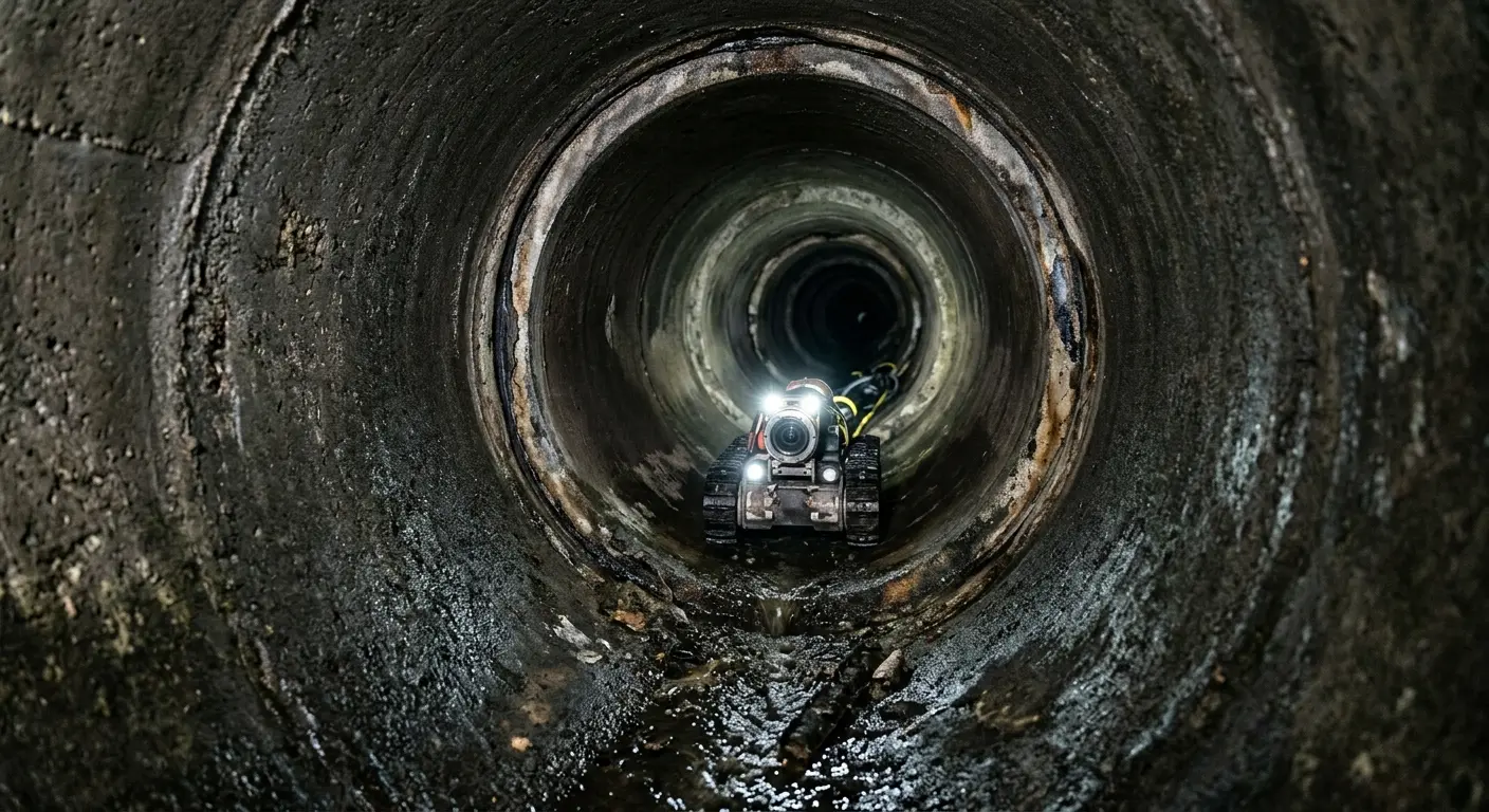 Robotic sewer camera inspecting pipe interior for Drain Snake Service in Earlimart